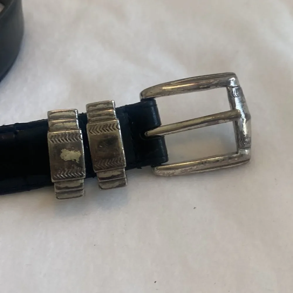 AML 3000 Top Grain Oil Tan Leather Black Golf Belt 36